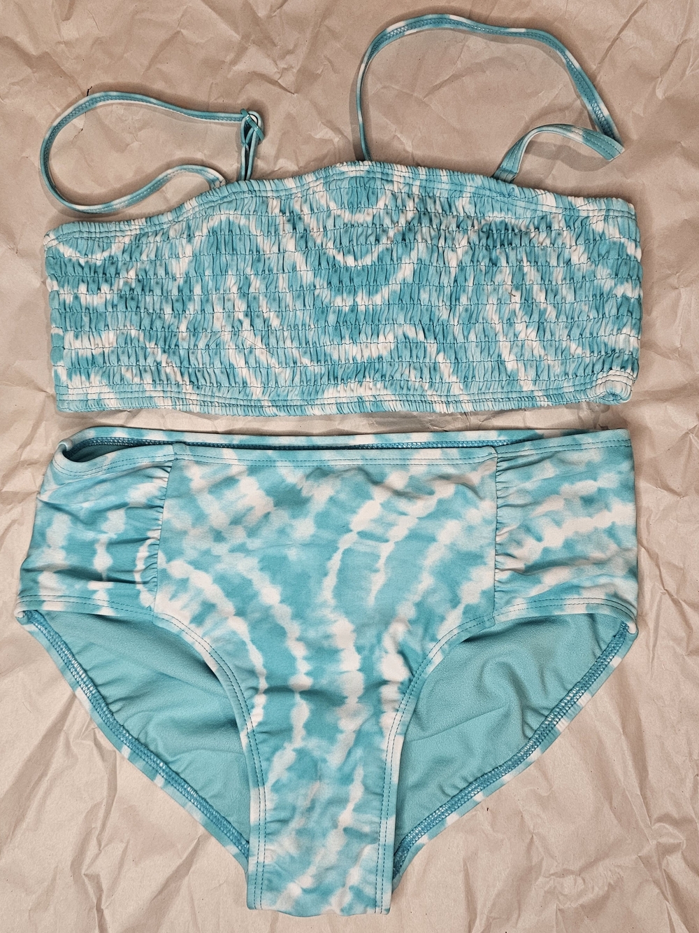 JUSTICE Turquoise Tie-Dye Bandeau Bikini Set In Size 12